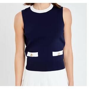 English Factory Colorblock Sleeveless Knit Top Vest Womens Size L